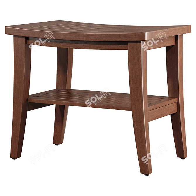 Rectangular Stool Preston - Walnut 3D model image 1