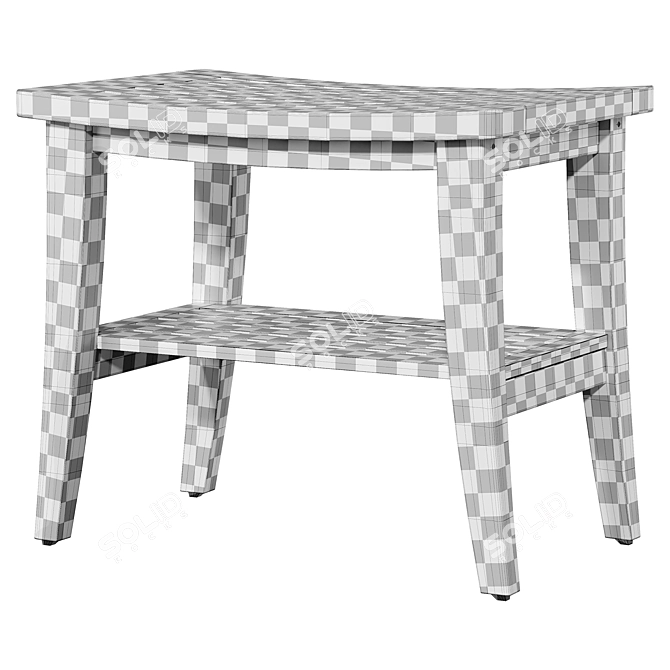 Rectangular Stool Preston - Walnut 3D model image 3