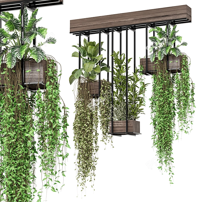 Metal Box Hanging Plants Set 3D model image 1