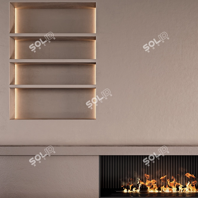 Plastered Wall and Fireplace Combo 3D model image 3