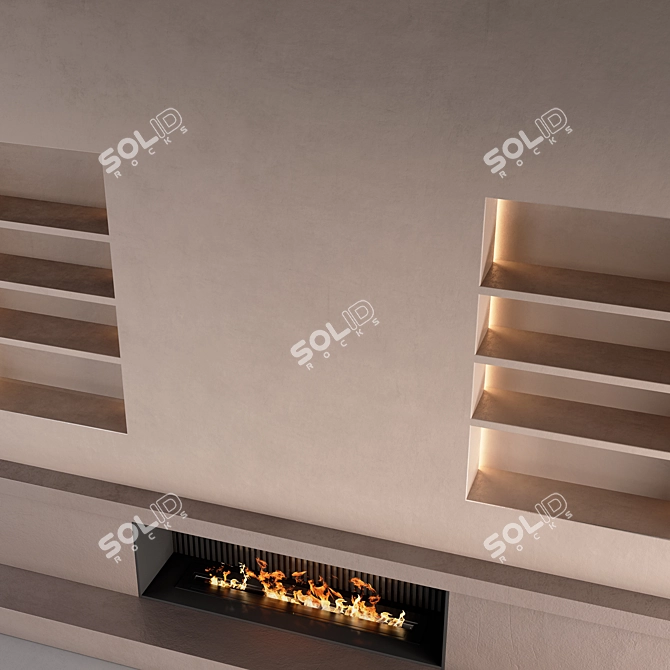 Plastered Wall and Fireplace Combo 3D model image 4