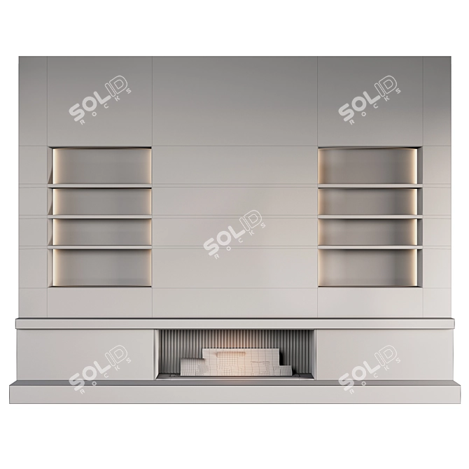 Plastered Wall and Fireplace Combo 3D model image 6