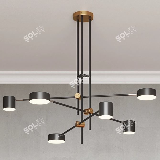 Modern Ceiling Light Fixture, Black 3D model image 2