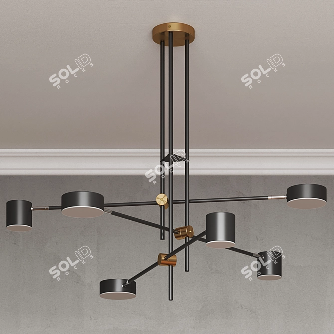 Modern Ceiling Light Fixture, Black 3D model image 3