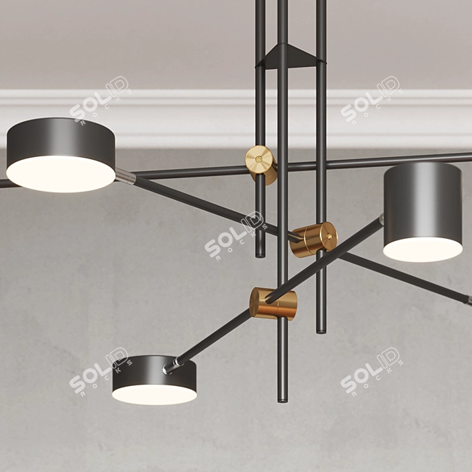 Modern Ceiling Light Fixture, Black 3D model image 5