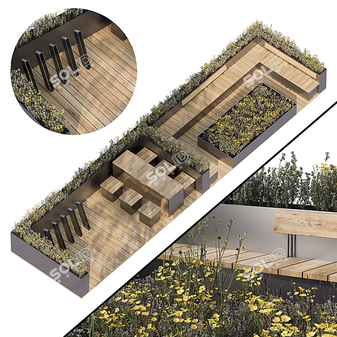 Urban Parklet with Bike Parking 3D model image 3