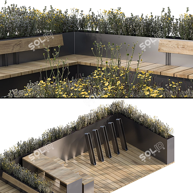 Urban Parklet with Bike Parking 3D model image 4