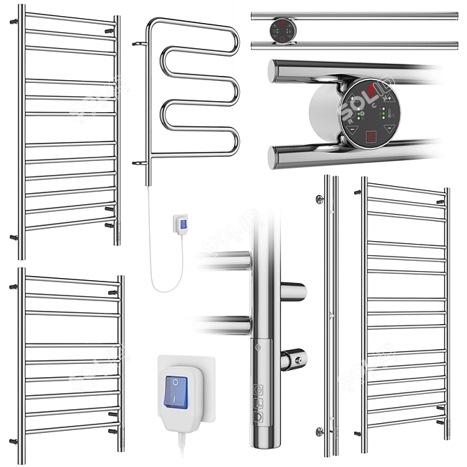 Luxury Towel Warmer Set Terminus 3D model image 1