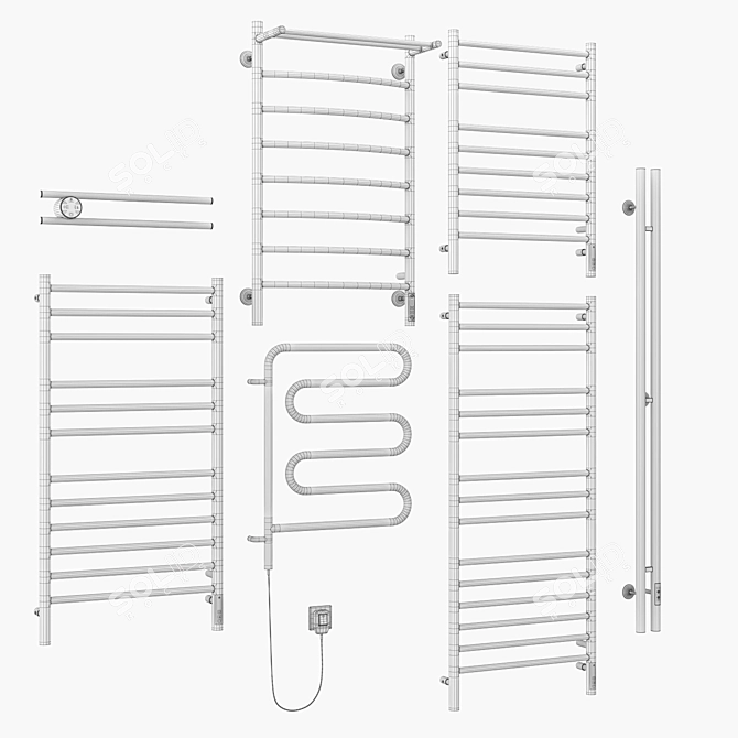 Luxury Towel Warmer Set Terminus 3D model image 6