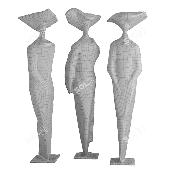 Metal and Plaster Sisters Sculpture 3D model image 7