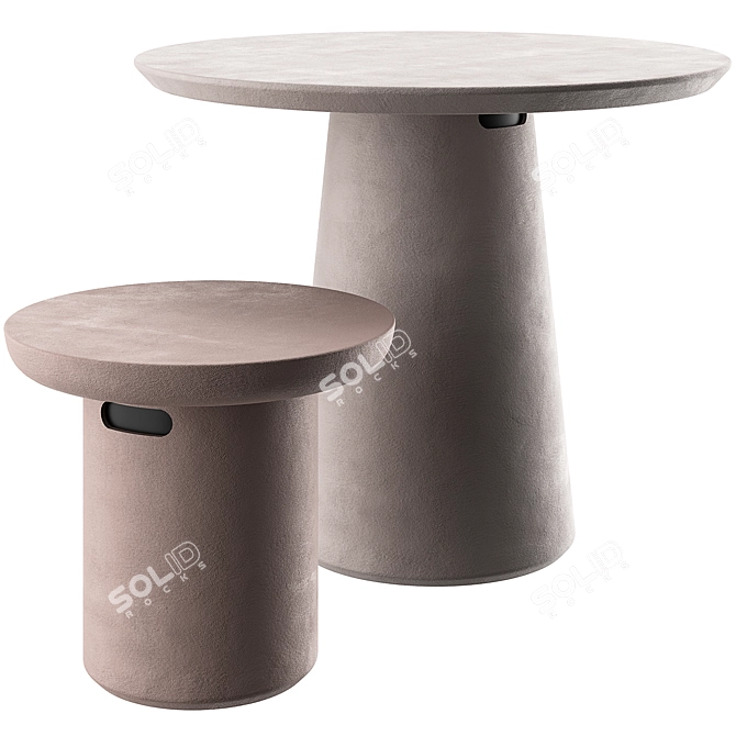 Modern Cement Outdoor Table 90cm 3D model image 1