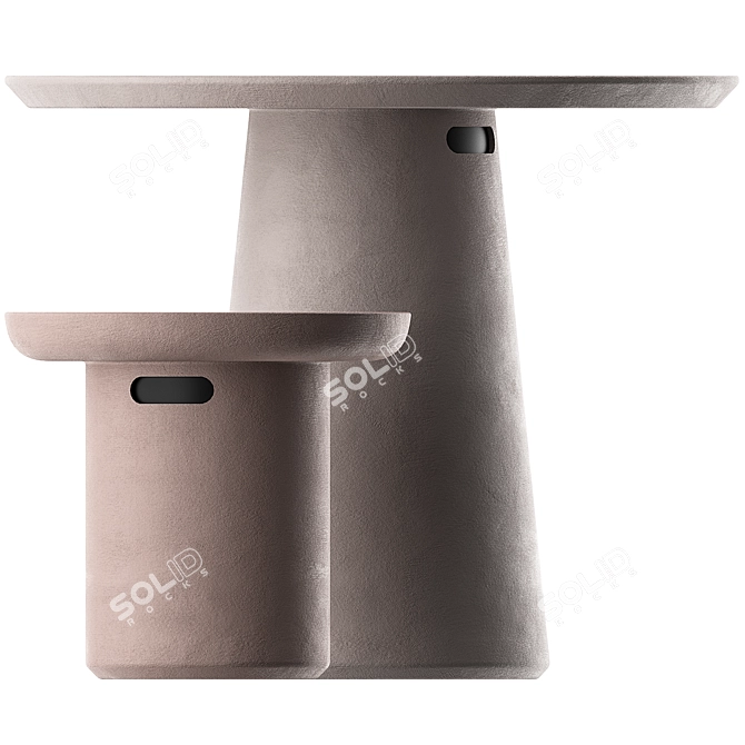 Modern Cement Outdoor Table 90cm 3D model image 3