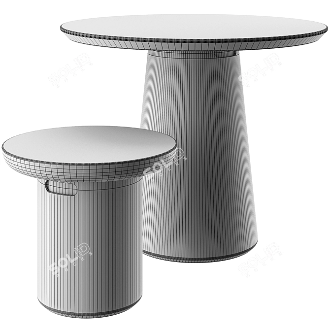 Modern Cement Outdoor Table 90cm 3D model image 4