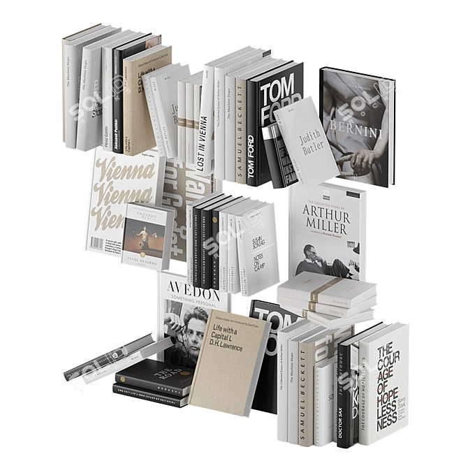 Modern Book Collection Set 3D model image 2