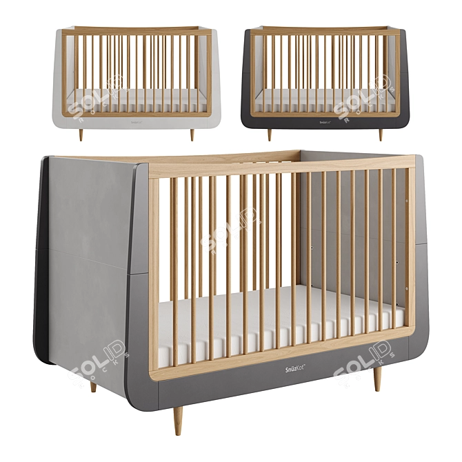 SnuzKot Skandi Cot Bed: Slate 3D model image 1