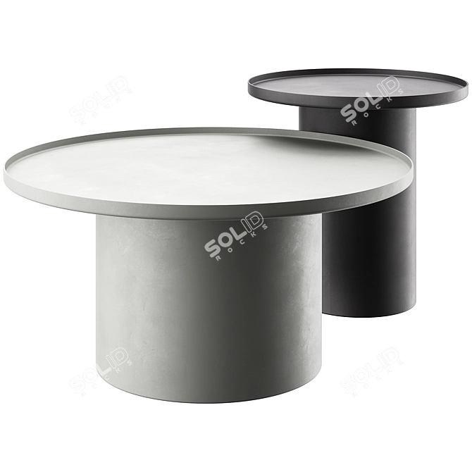 Modern Round Metal Coffee Table 3D model image 1