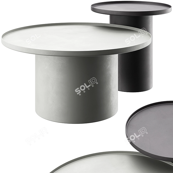 Modern Round Metal Coffee Table 3D model image 2