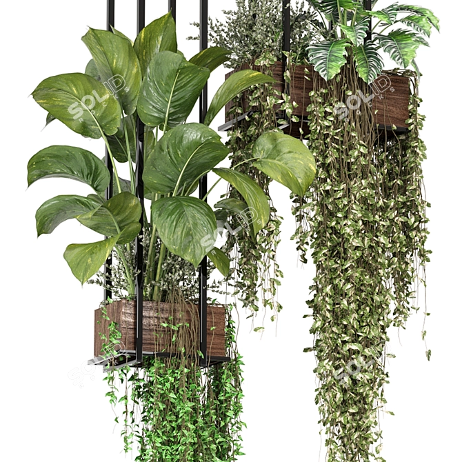 Metal Box Hanging Plants Set 3D model image 2