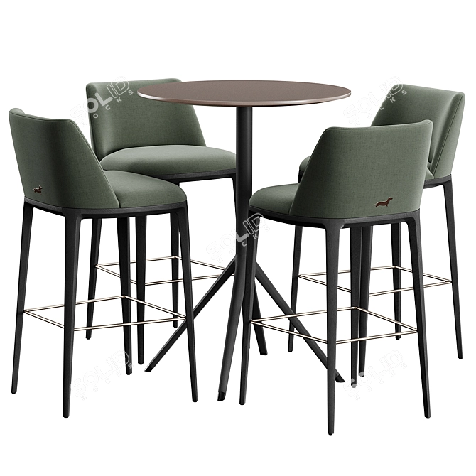 Elegant Bar Stool & Table 3D model image 1