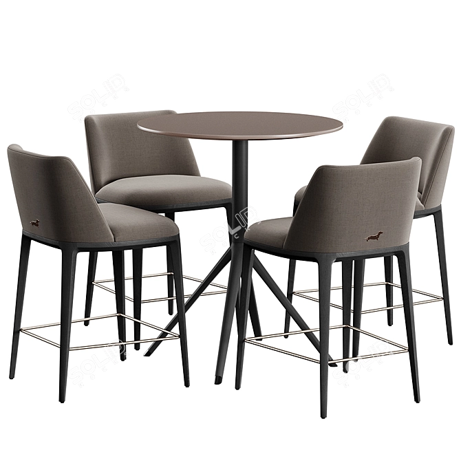 Elegant Bar Stool & Table 3D model image 2
