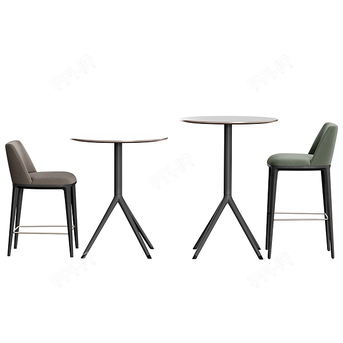 Elegant Bar Stool & Table 3D model image 3
