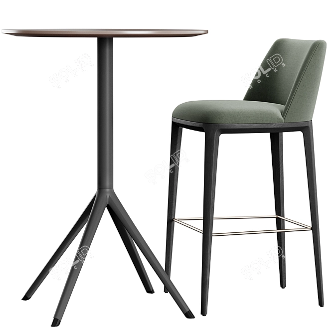 Elegant Bar Stool & Table 3D model image 5