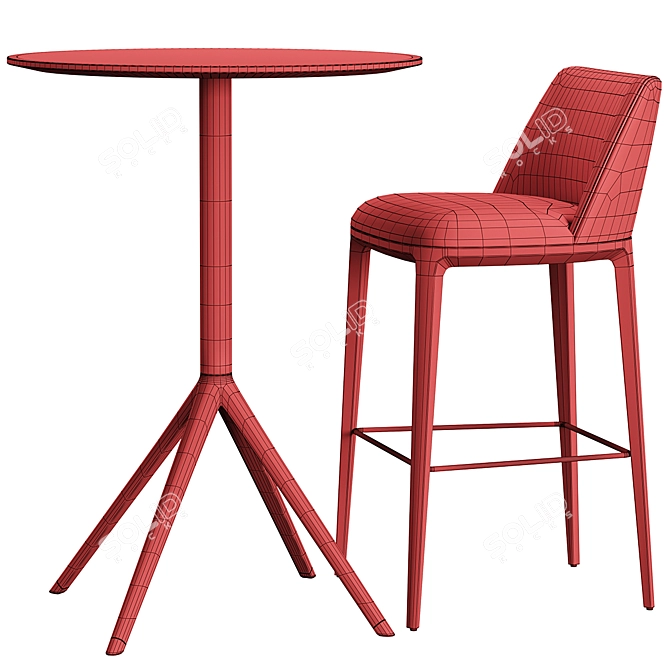 Elegant Bar Stool & Table 3D model image 6