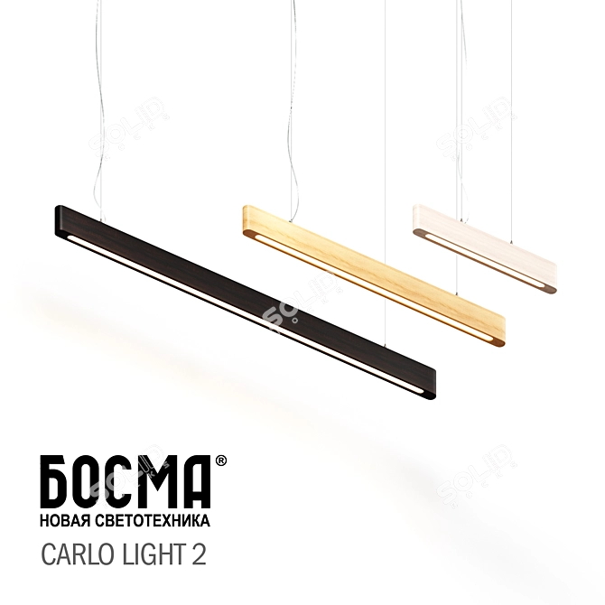 Carlo Light 2 Wooden Pendant Light 3D model image 1