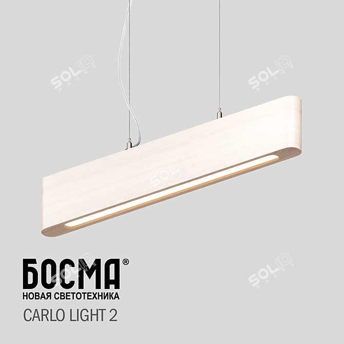 Carlo Light 2 Wooden Pendant Light 3D model image 2