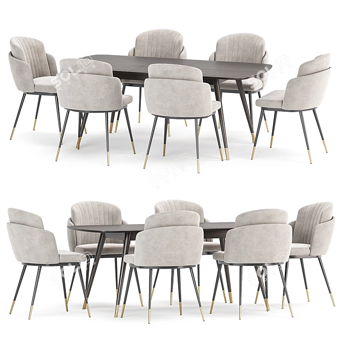 Modern Asteria Chair Dining Set 3D model image 1