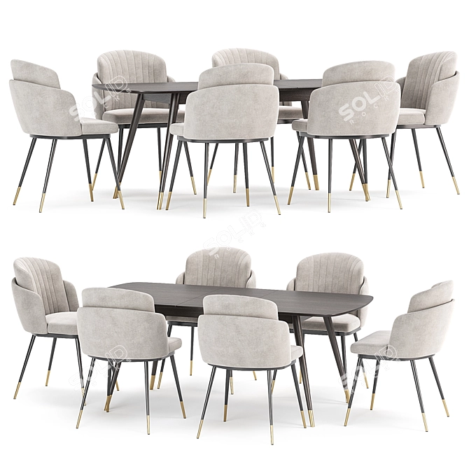 Modern Asteria Chair Dining Set 3D model image 3