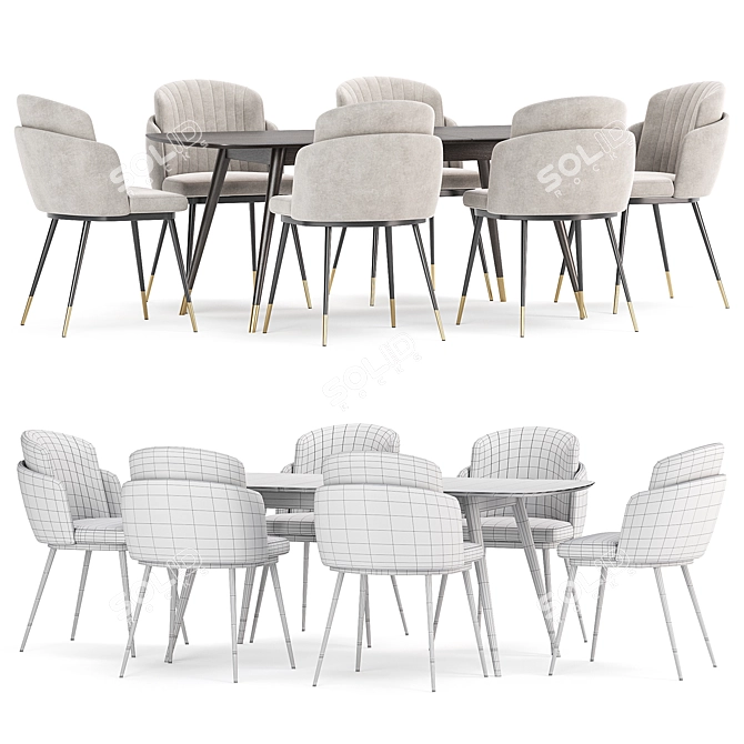 Modern Asteria Chair Dining Set 3D model image 4