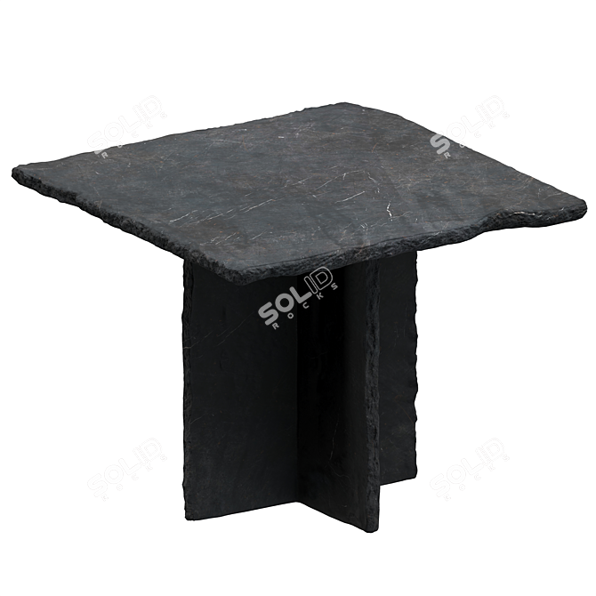 Rustic Slate Square Dining Table 3D model image 2