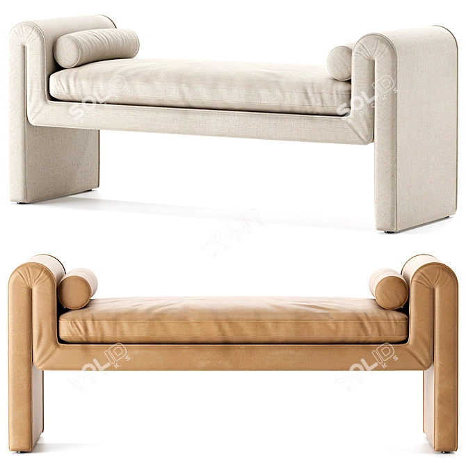 Modern Mitchell Accent Bench in 2 Tones 3D model image 5