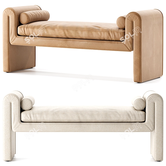 Modern Mitchell Accent Bench in 2 Tones 3D model image 6