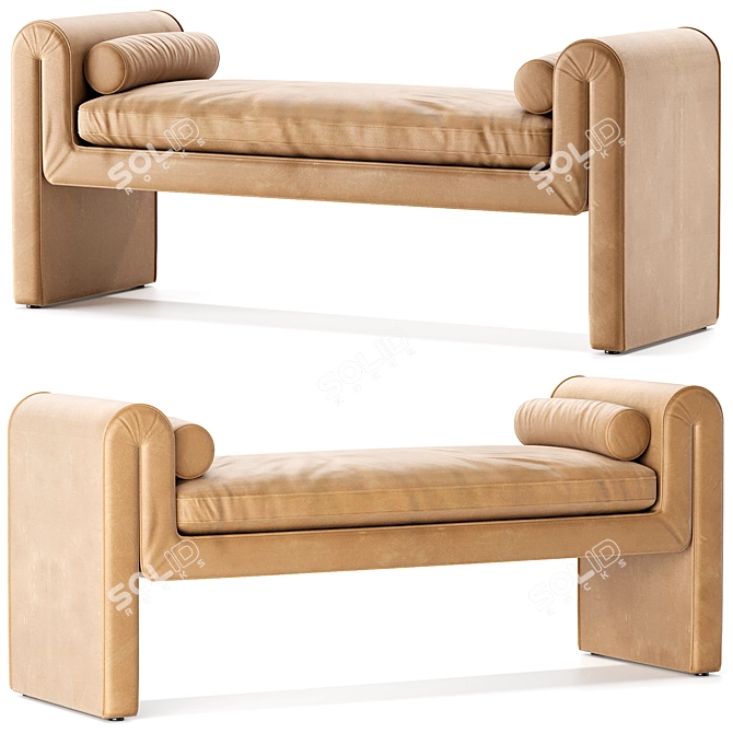 Modern Mitchell Accent Bench in 2 Tones 3D model image 1