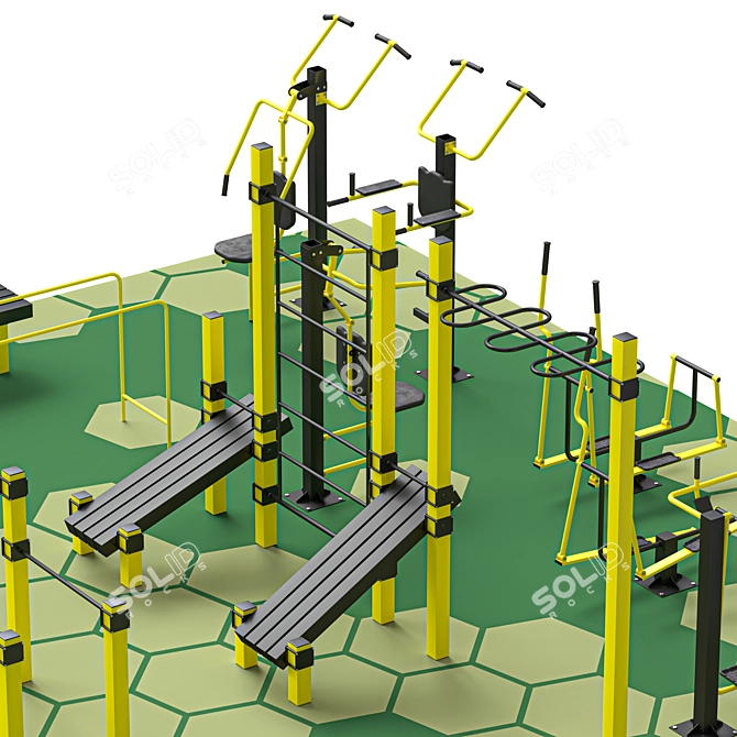 Outdoor Fitness Playground Set 3D model image 3