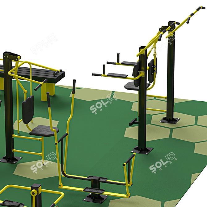 Outdoor Fitness Playground Set 3D model image 4