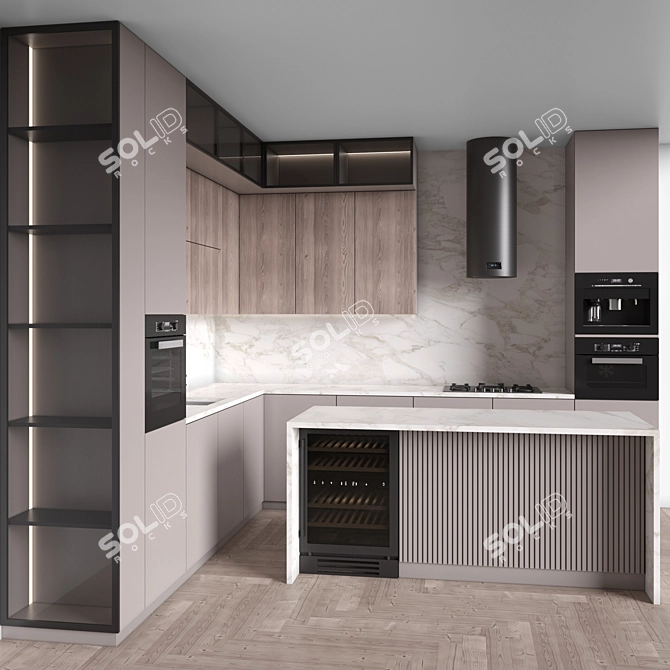 Corner Kitchen Modern Design Set 3D model image 1