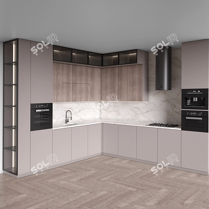 Corner Kitchen Modern Design Set 3D model image 4