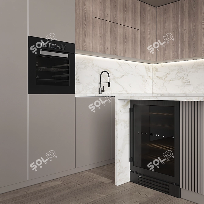 Corner Kitchen Modern Design Set 3D model image 5