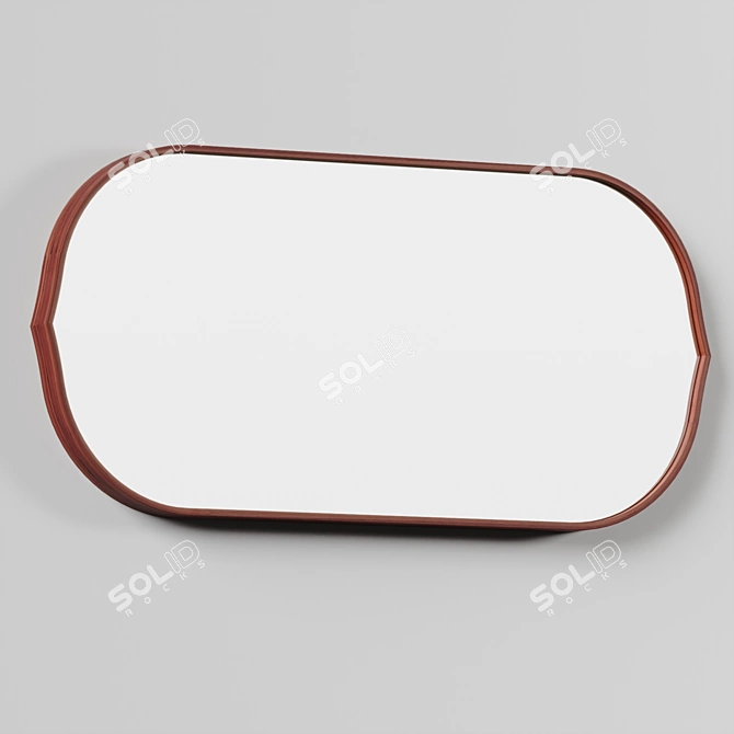 Modern Walnut Oval Wall Mirror 3D model image 2