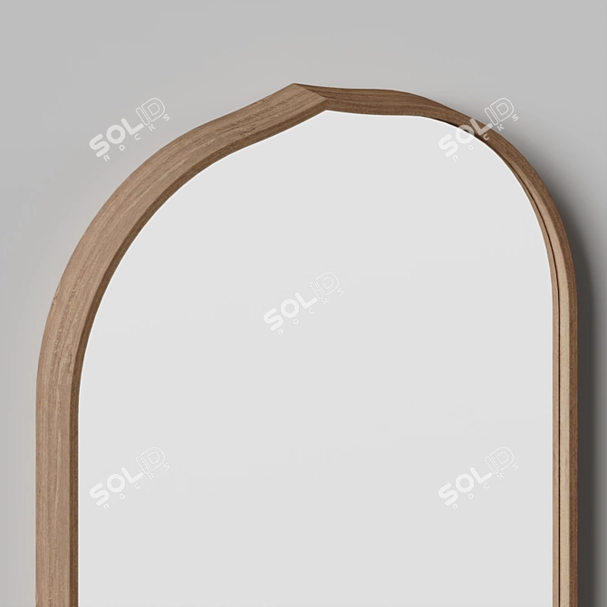 Modern Walnut Oval Wall Mirror 3D model image 3