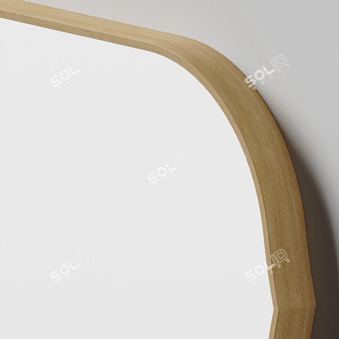 Modern Walnut Oval Wall Mirror 3D model image 4