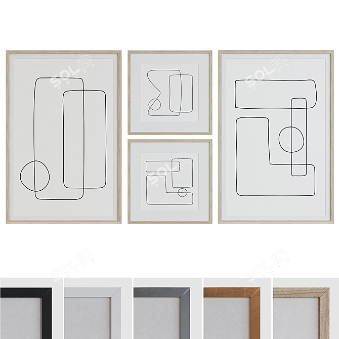 Modern Geometric Picture Frame Set 3D model image 1