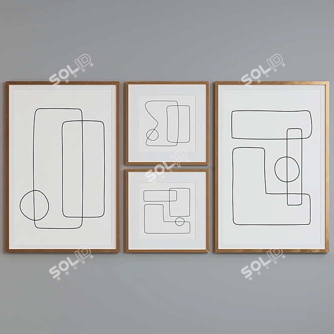 Modern Geometric Picture Frame Set 3D model image 2