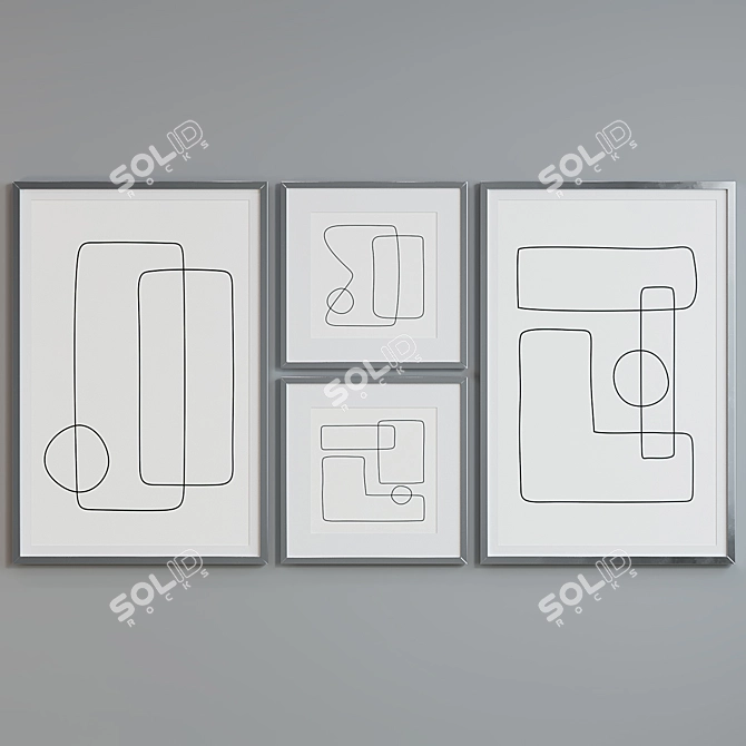 Modern Geometric Picture Frame Set 3D model image 3