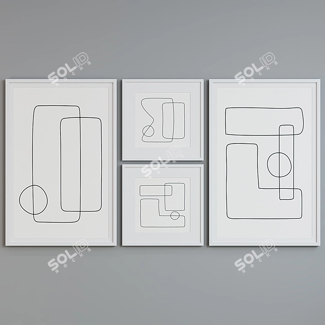 Modern Geometric Picture Frame Set 3D model image 4