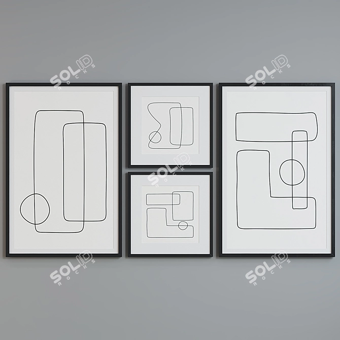 Modern Geometric Picture Frame Set 3D model image 5