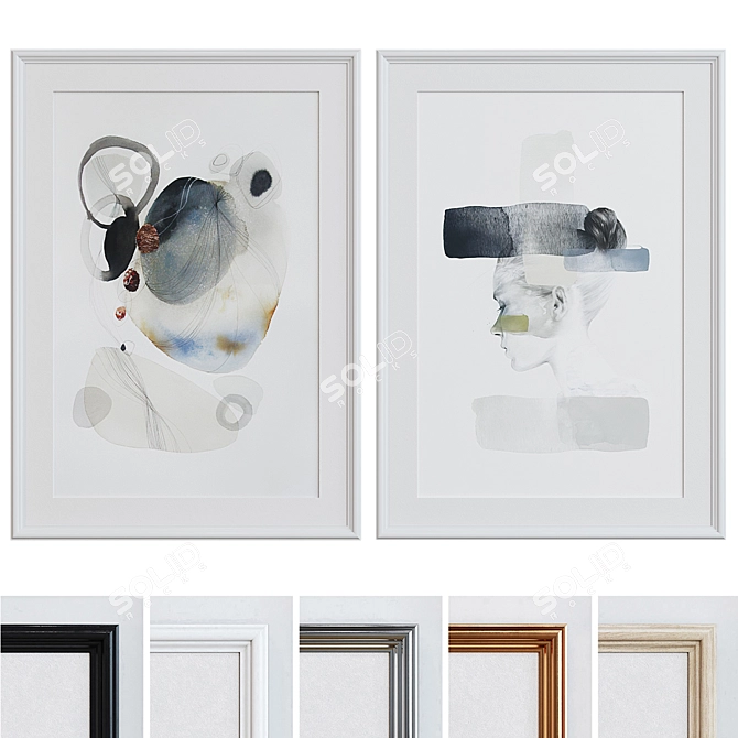 Modern Abstract Picture Frame Set 3D model image 1